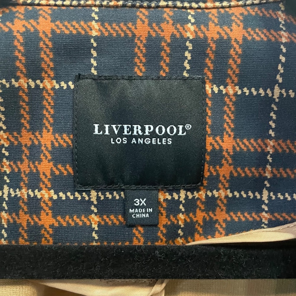 Liverpool Los Angeles Plaid Coat Women's 3X‎ Orange Navy Plus Size